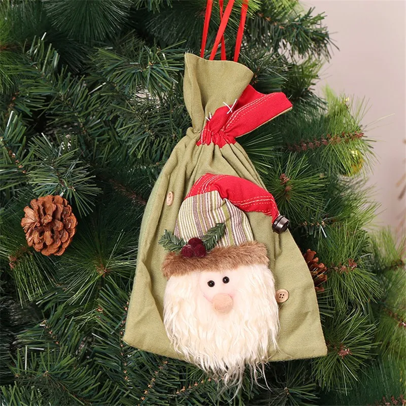 santa claus Рождественские подарки, сумки для конфет для детей, рождественские украшения, сумка для хранения, Рождественская елка, висячие украшения, Санта-мешки, держатели для подарков - Цвет: santa claus