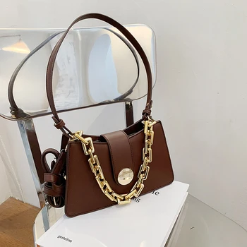 

Retro Bags For Women 2020 New Thick Chain Leather Crossbody Shoulder Bag Vintage Armpit Pack Lady Messenger Bag Luxury Handbag