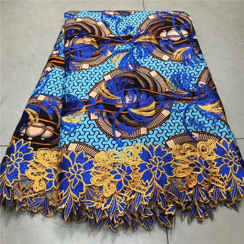 Высокое качество Новое поступление Анкара хлопковые восковые кружева восковая ткань африканская вышивка голландский воск с кружевной тканью WD111735