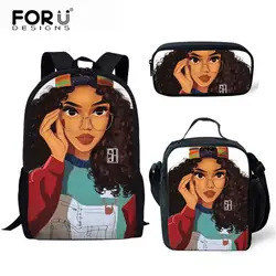 FORUDESIGNS Ортопедические детей школьные сумки черный афро леди с принтом для девочек-подростков рюкзак Mochila Escolar