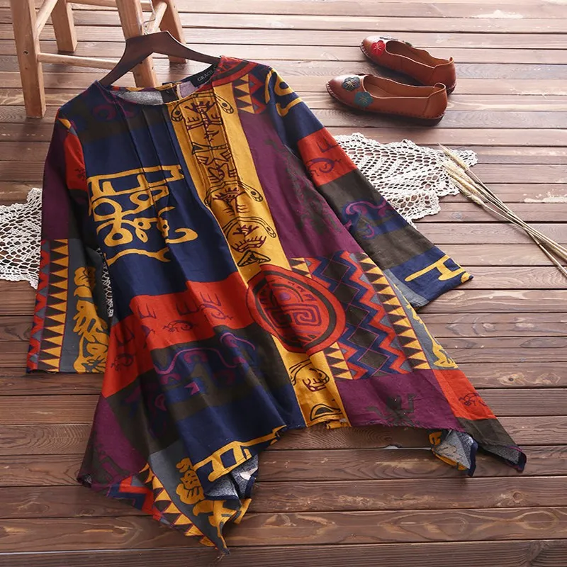 Осенние Новые Топы плюс размер женские длинные секционные 5XL 6XL 7XL 8XL 9XL Ретро свободные нерегулярные повседневные топы
