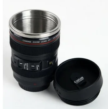 

Camera Lens Travel Coffee Tea Cup Mug Creative Cup Stainless Steel Brushed Liner Black Novelty Gifts Thermocup Thermo 24-105MM