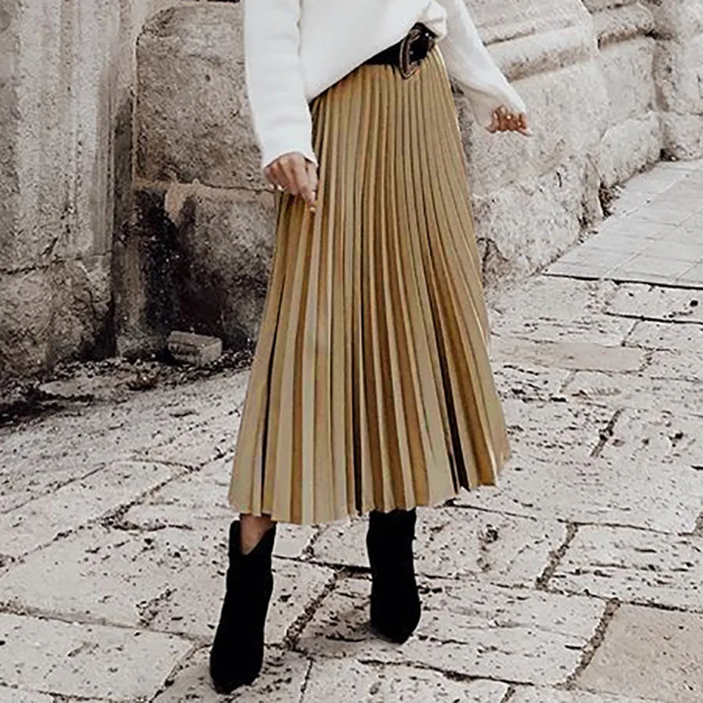 Best Selling Fashion Women Skirt Loose Solid High Waist Party Layered