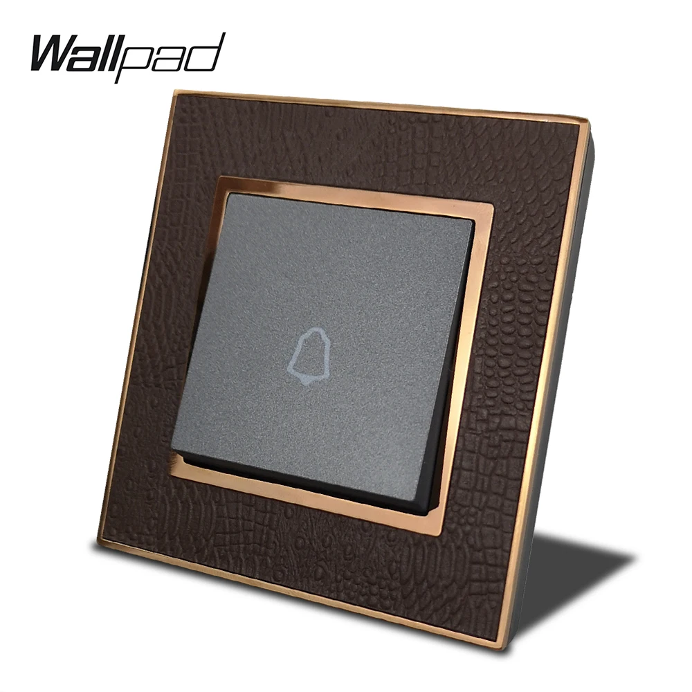 1 2 3 Gang Momentary Reset Push Wall Switch Leather Panel Gold Frame Wallpad L1 Doorbell | Обустройство дома