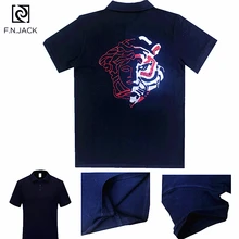 F.N.JACK, черная хлопковая рубашка поло для мужчин, трендовые повседневные мужские топы с коротким рукавом, мужские летние поло, не скатывается