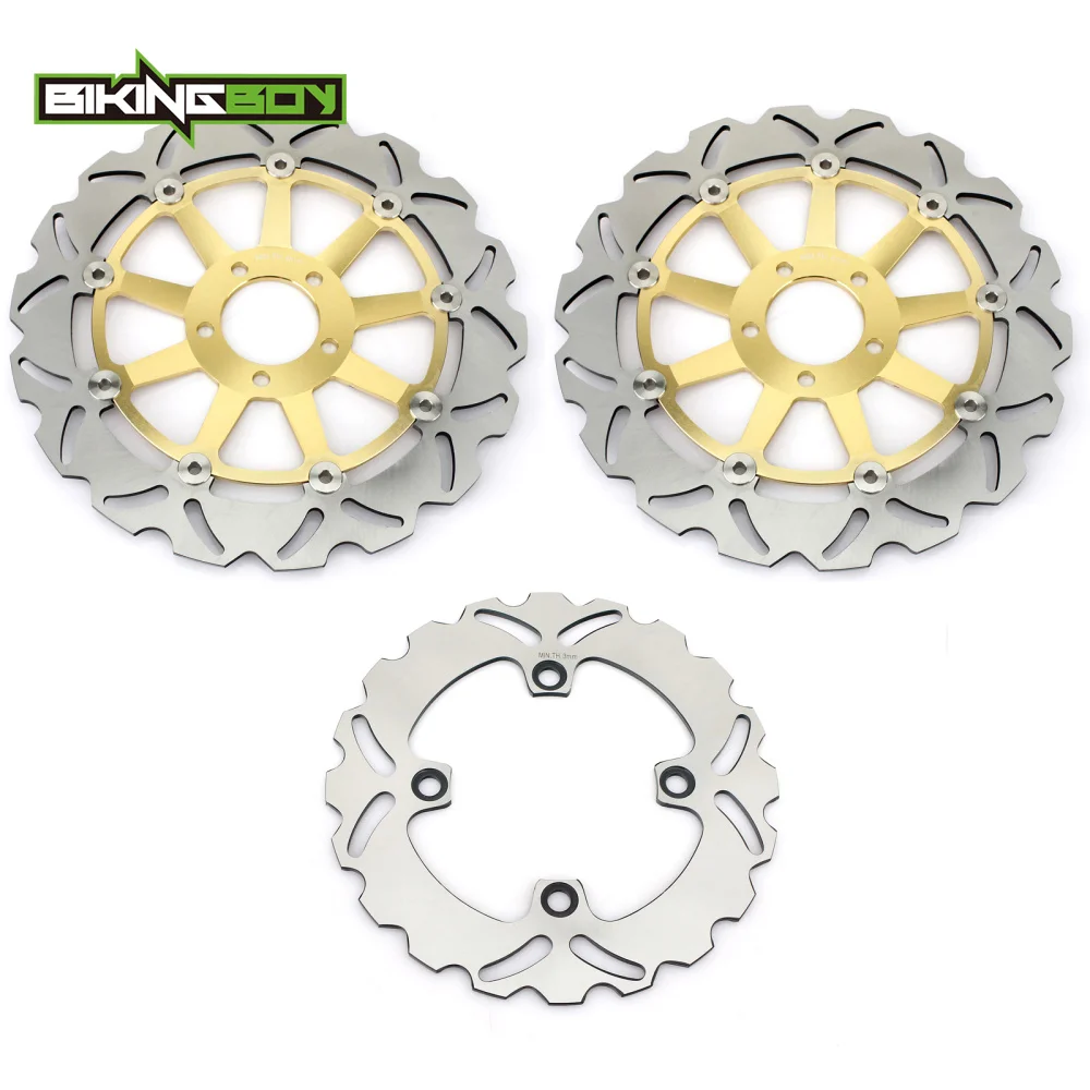 BIKINGBOY для KAWASAKI ZX9R ZX-9R ниндзя ZX900E ZX900F 2002 2003 2004 02 03 04 Круглый/волнистые спереди и сзади тормозные диски роторы