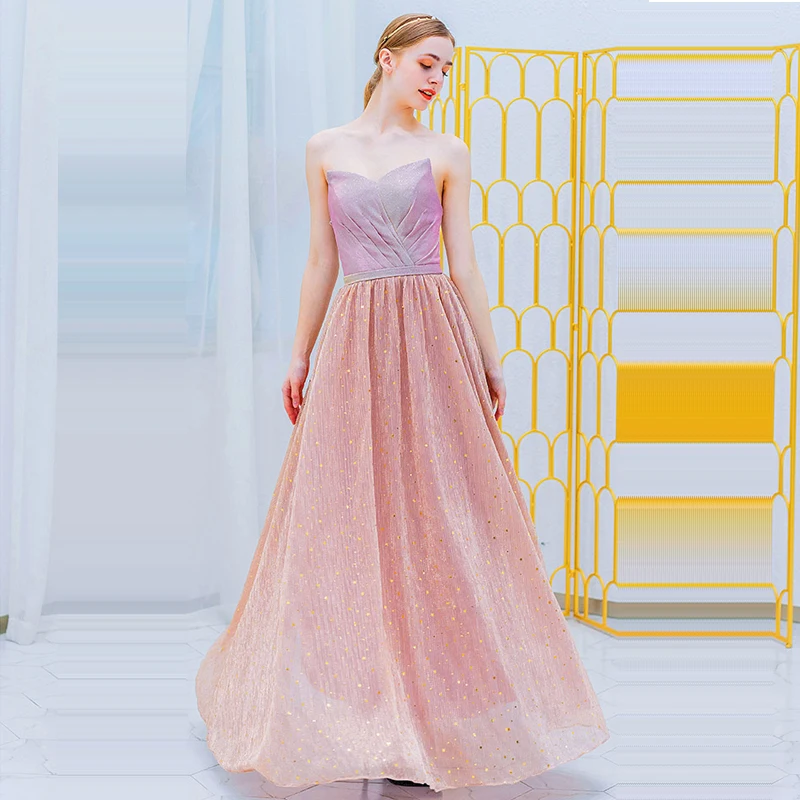 pink It's Yiya платье для выпускного вечера Элегантные без бретелек блестящие градиентные розовые женские вечерние платья больших размеров Длинные Vestidos de gala E604 - Цвет: pink