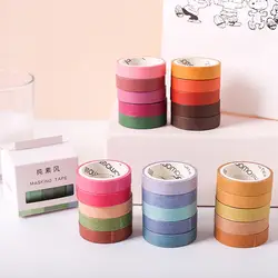 5 шт./упак. сплошной цвет декоративные из рисовой бумаги клейкие ленты Набор японских бумажных наклеек Скрапбукинг Клей мочалка