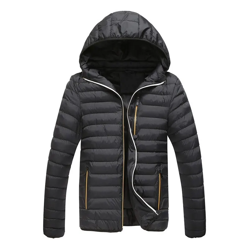 HEFLASHOR/зимняя куртка для мужчин, модная мужская парка с капюшоном и воротником, мужские однотонные толстые куртки и пальто, мужские зимние парки - Цвет: color 1
