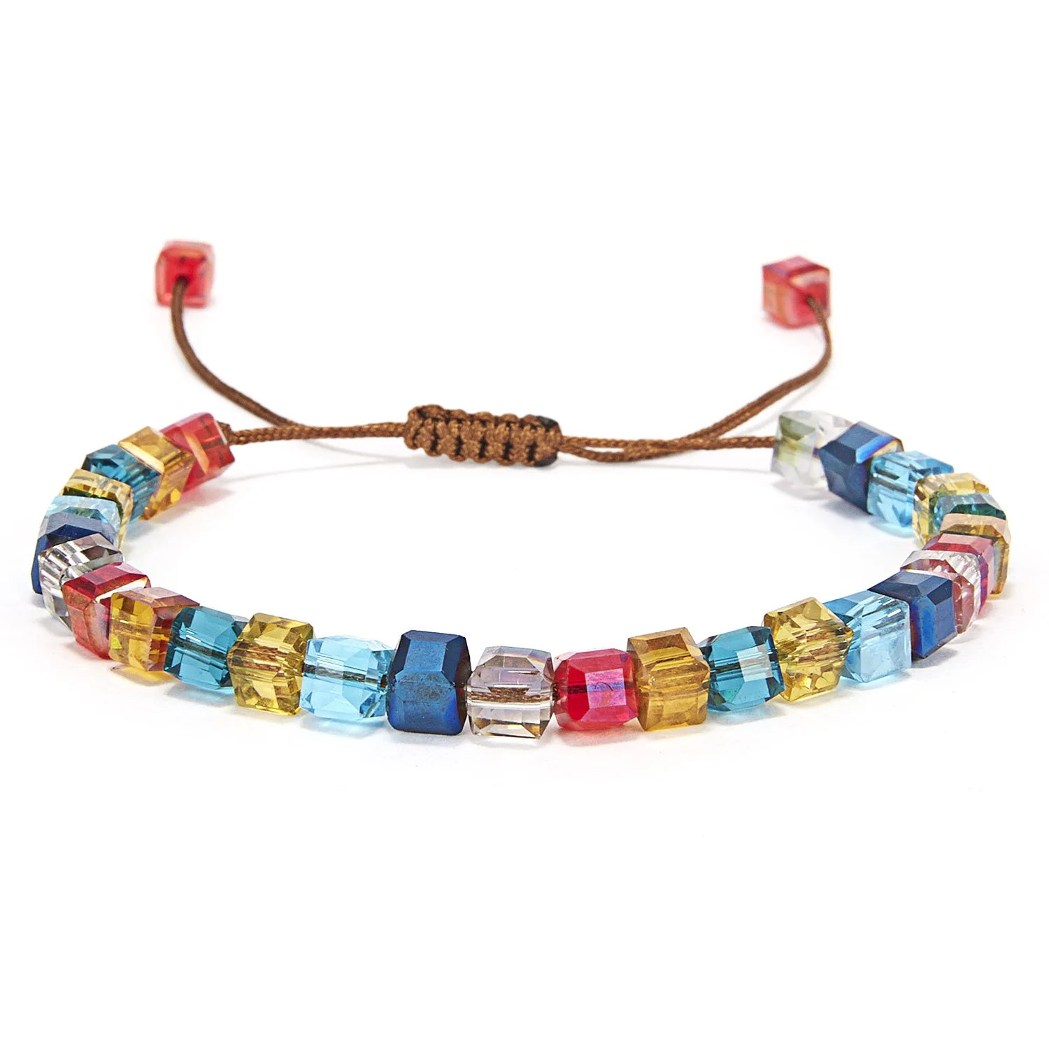 

Rinhoo Bohemian 4mm Crystal Colorful Seven Chakra Beaded Bracelet for Women Simple Charming Beaded Handmade Bracelet Jewelry