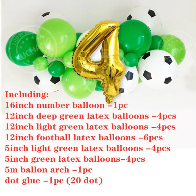 25 шт./лот футбольный воздушный шарик комплект гирлянды футбольный шар с 16 дюймовым номером воздушный шар для маленьких мальчиков день рождения украшения - Цвет: 4