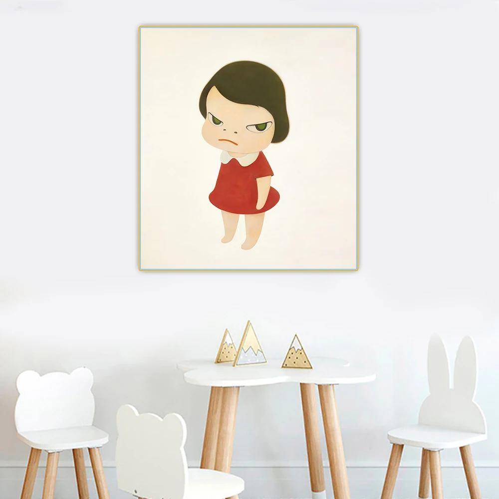 

Citon Nara Yoshitomo《Knife behind back》Canvas Oil Painting Famous Artwork Poster Picture Wall Background Decor Home Decoration