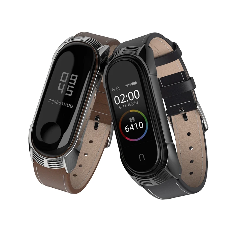 Mi jobs Upgrade mi Band 4 ремешок из натуральной кожи для Xiaomi 3 браслет умные наручные часы