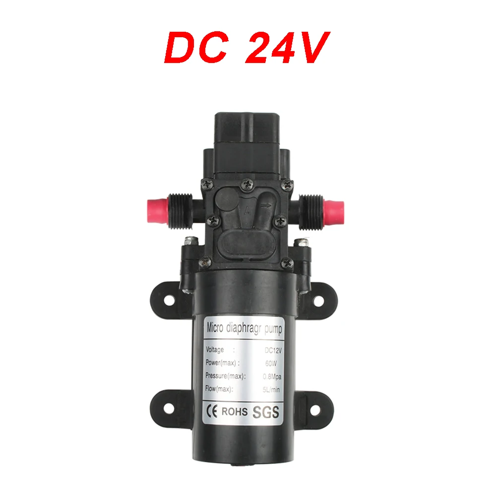 24V without adaptor DC 12 В 60 Вт микро электрический мембранный Водяной насос автоматический переключатель 5л/мин высокое давление Автомойка Спрей Водяной насос 0.8мпа 5л/мин - Напряжение: 24V without adaptor