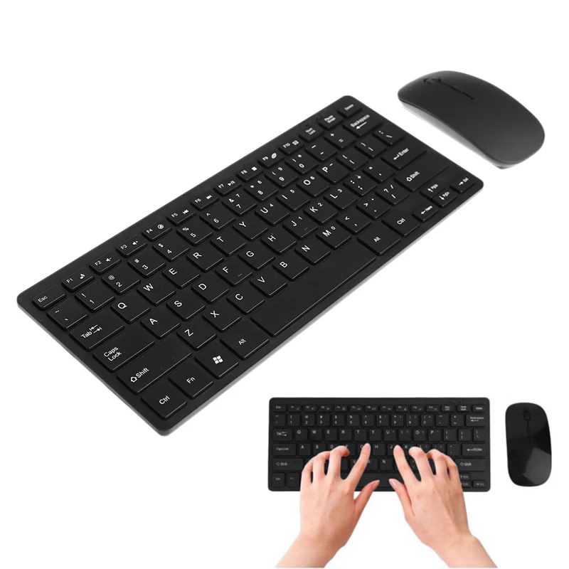  Wireless 2.4GHz Mini Keyboard Ultra-Thin Mouse Combo Set For Desktops Laptops