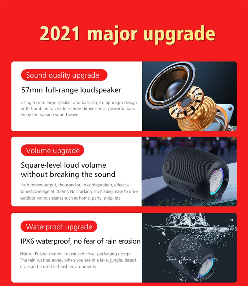 stereo speakers Zealot S53 Portable Wireless Speaker Bluetooth Column Waterproof 12 hours 20w super loud sound FM Speaker for phone TF card surround sound speakers