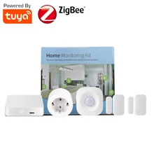 Умный домашний комплект для мониторинга Tuya, умный шлюз, дверной, оконный датчик, PIR датчик движения, мониторинг мощности, Тип ЕС, умная розетка 16А