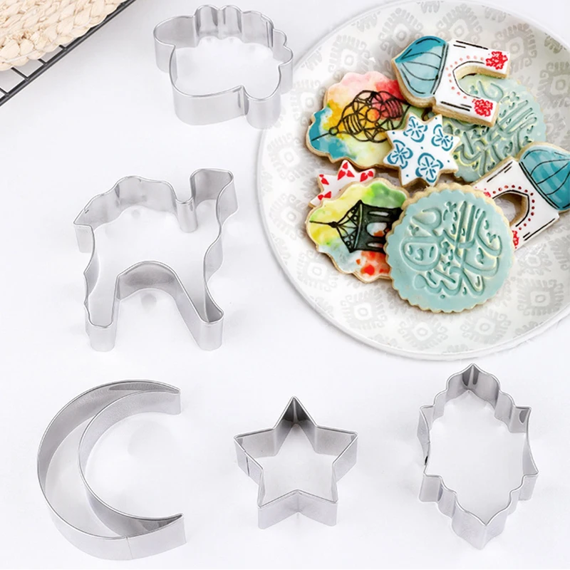 1PC Eid Mubarak Biscuit Mold Moon Star Church Camel Cookie Cutters DIY Cake Baking Tools Ramadan Kareem Party Home Decorations