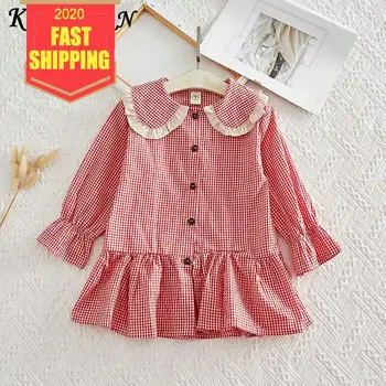 

Keelorn Girls Dresses Spring Girls Clothes Plaid New Design Kids Peter Pan Collar Button Girls Dress Girls Casual Dresses Kids
