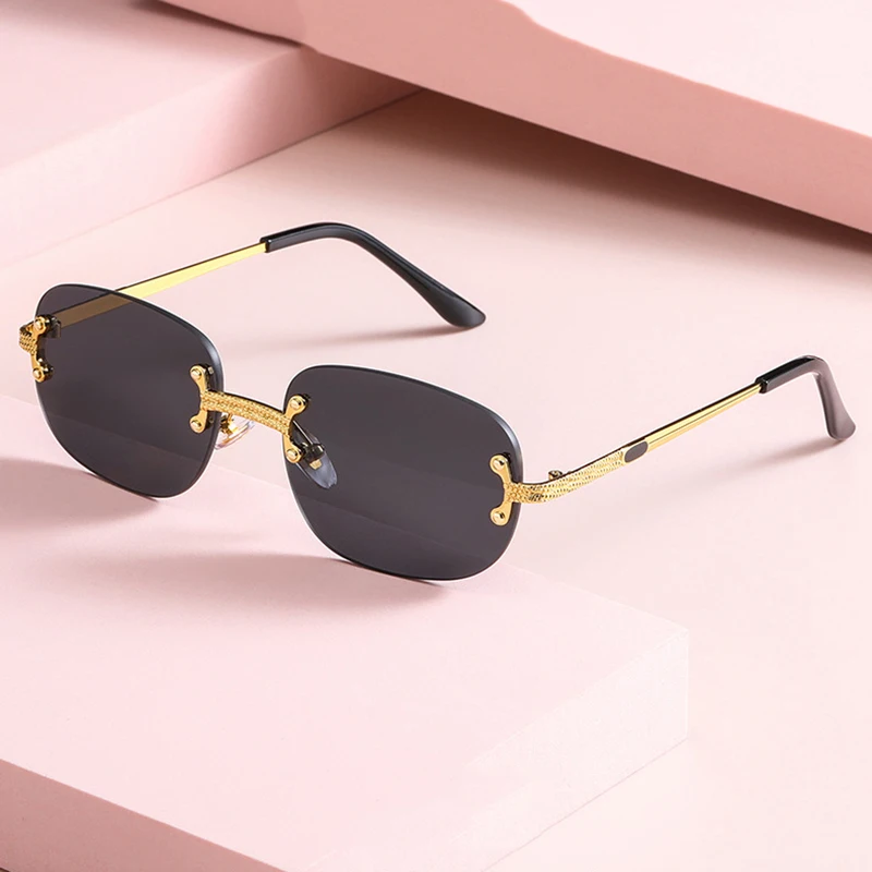 Солнечные очки без оправы для мужчин и женщин роскошные брендовые дизайнерские