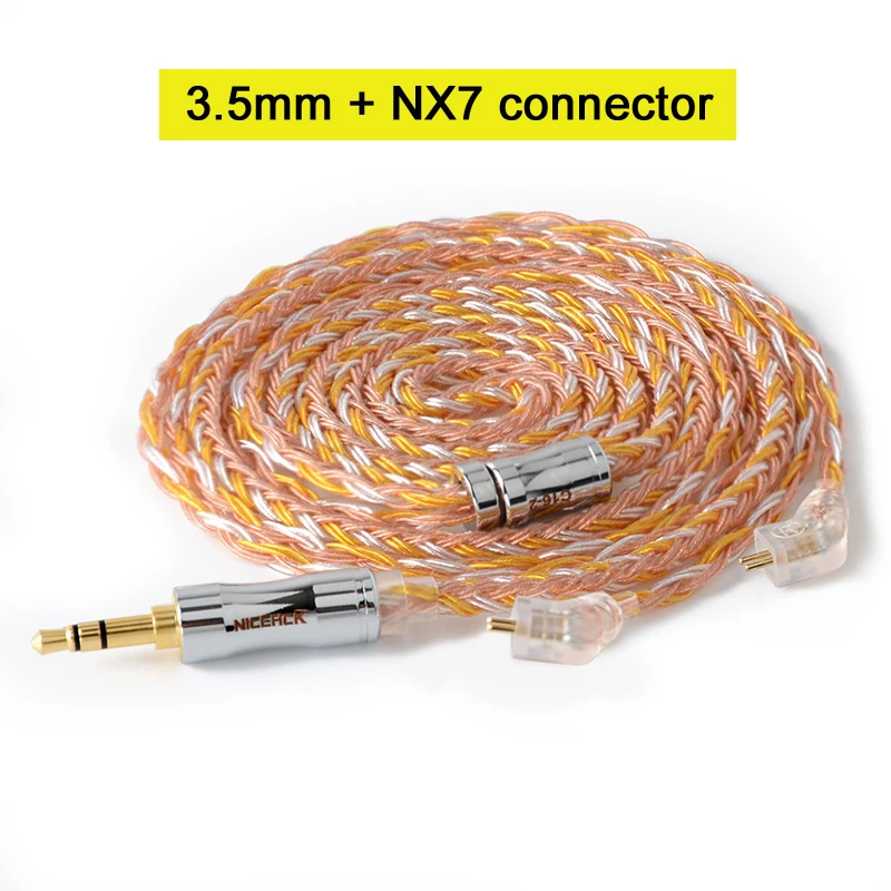 NICEHCK C16-2 16 Core Медь серебро смешанные кабель 3,5/2,5/4,4 мм разъем MMCX/2Pin/QDC/NX7 булавки для ZSX C12 TFZ V90 NICEHCK NX7 Pro/F3 - Цвет: 3.5mm With NX7 Pin
