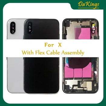 

For Iphone X Full Housing Battery Back Cover Door Rear Case Middle Frame Chassis with Glass + Back Glass with Flex Cable CE US