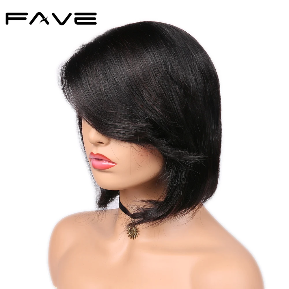 FAVE Pixie Cut Wig Bob Lace Front Wigs Short Bob Wig Lace Part Brazilian Human Hair Wigs For Black Women Pre plucked Lace Wig