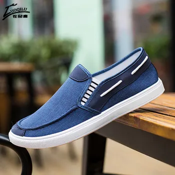 

Male Shoes Adult Footwear Breathable Canvas Shoes Man Sneakers Driving Shoes Casual Shoes Men Denim Slip on loafers men shoes