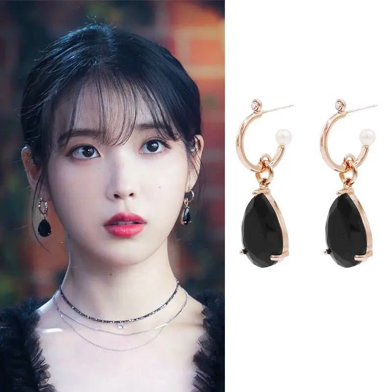 

Classic Crystal Water Drop Women Dangle Earrings Retro Black Water Drop Eardrop Woman Drop Earrings Jewelry Earrings