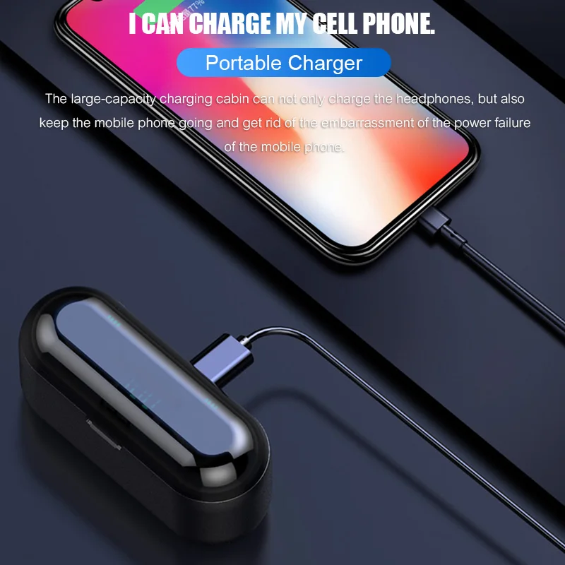 EWA Bluetooth Earphones TWS Wireless Headphones 1200mah LED Power Display Touch Control Wireless Headset Gaming Earbuds F9 TWS