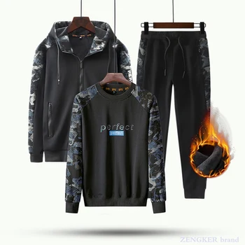 

Autumn and winter plus velvet leisure sports suit men plus fat plus size fat tide hooded sweater and trousers three-piece suit9x