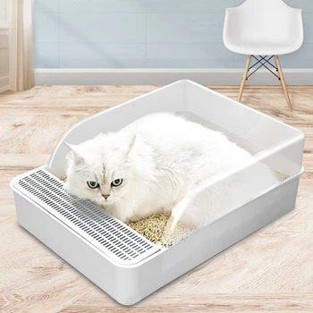 Pet Cat Litter Box Semi-Enclosed With Removable Cover Splash-Proof Plastic Cat Toilet With Scoop Cat Litter Trays Pet Supplies 1