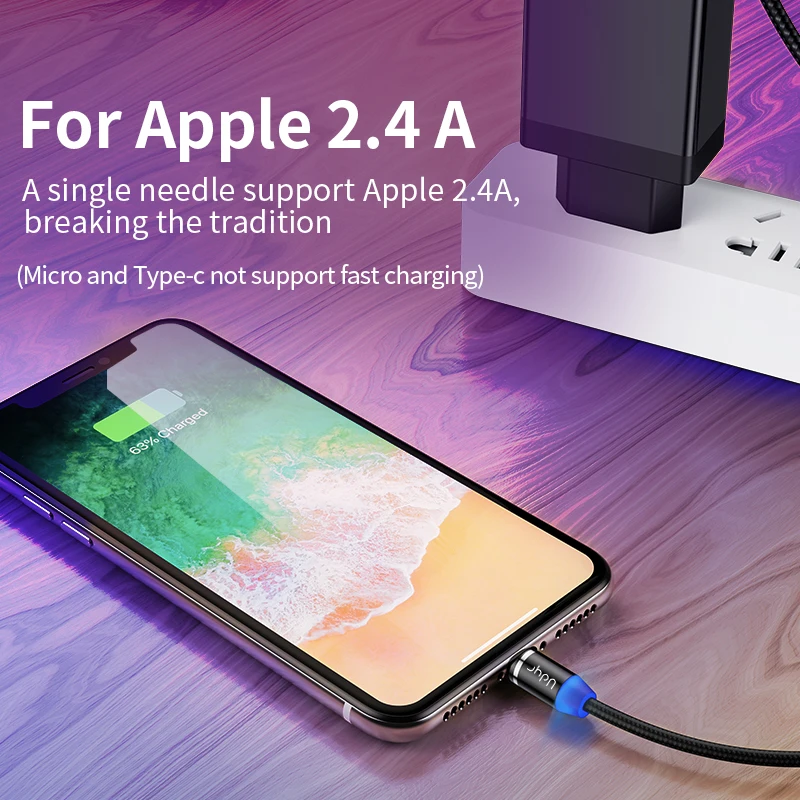 Udyr 2 м Магнитный кабель Micro usb type C кабель для iPhone xs samsung Быстрая зарядка магнитное зарядное устройство USB Кабели Шнур для мобильного телефона