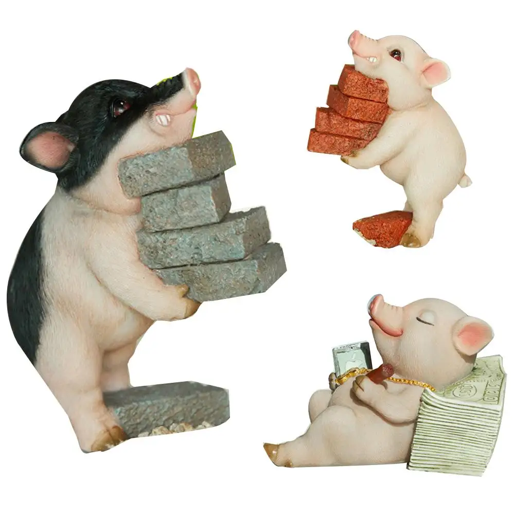 Прекрасный движущийся кирпич книга для чтения Смола Модель свинья игрушки для детей статуэтки, миниатюры фигурки украшение "Свинка" рабочий стол домашний декор