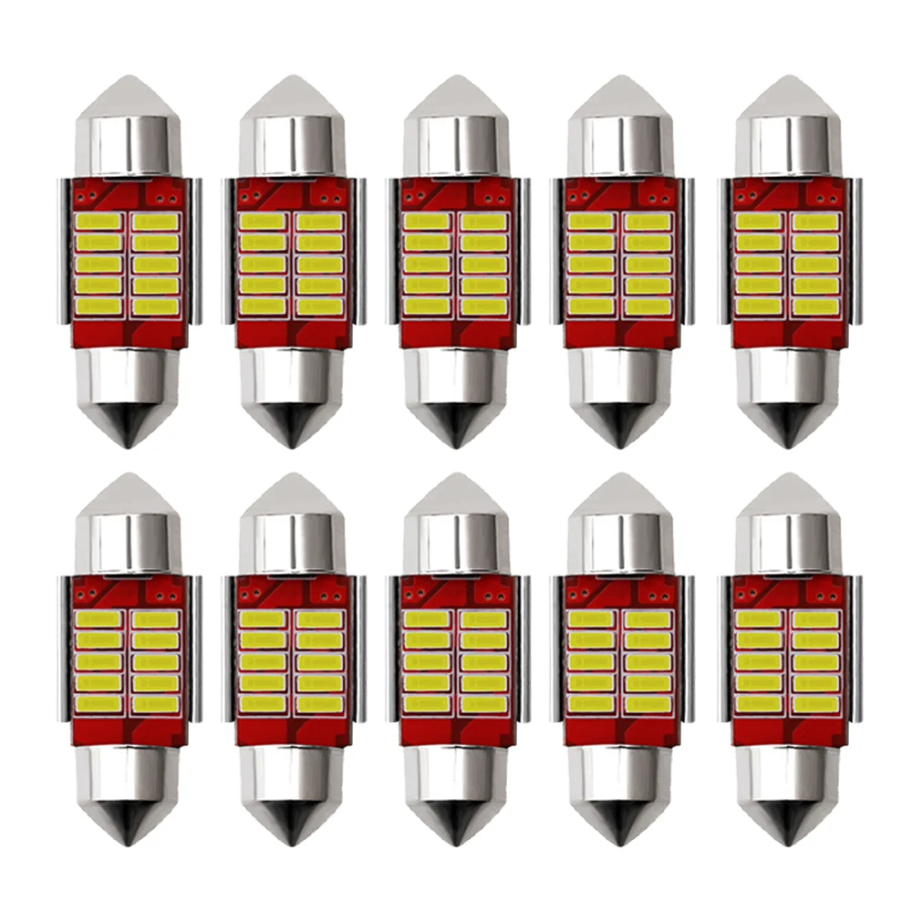 Светодиодсветодиодный лампы C5W C10W 10 шт. Canbus Festoon-31MM 36 мм 39 41 4014 12SMD без ошибок