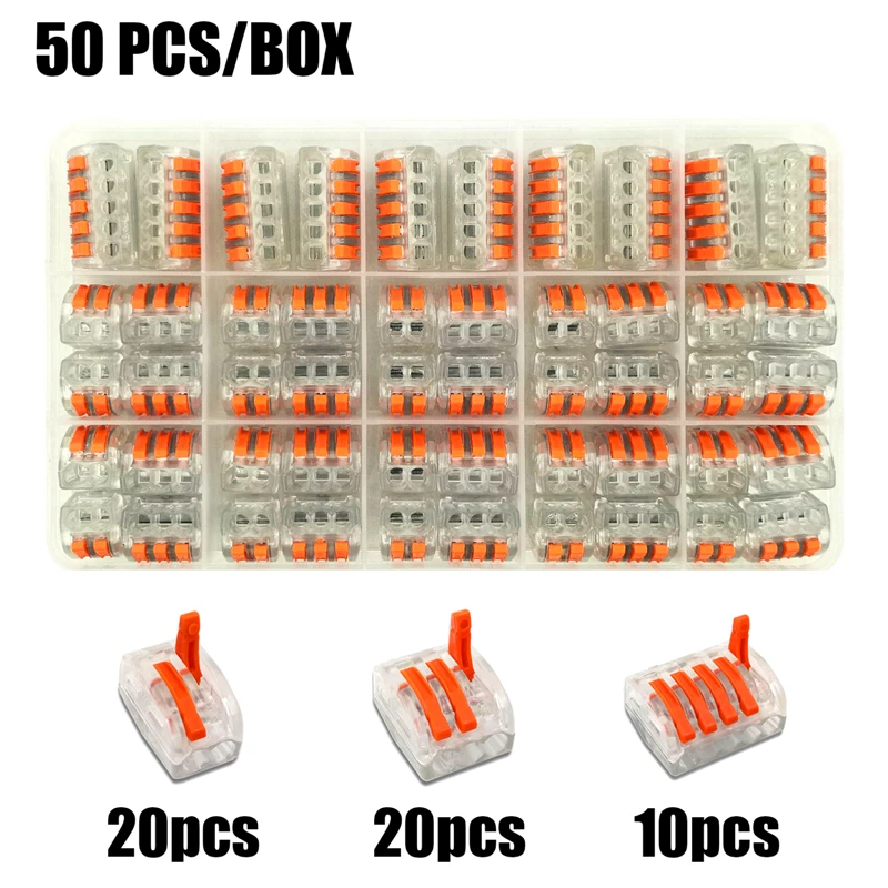 

50 unids/caja 212-215 cableado elйctrico terminales de cable hogar conectores terminales rбpidos para conexiуn de cables