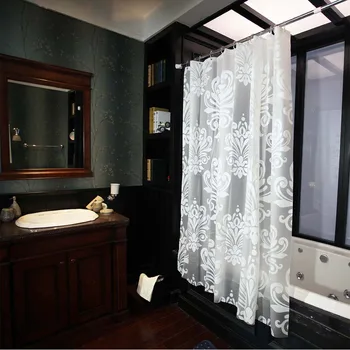 

Lace Waterproof Bathroom Flower Print Bath Shower Curtain Liner Non Toxic Water Resistant with Hooks