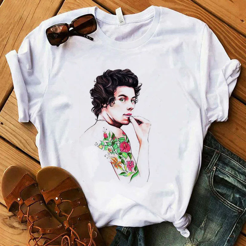 Harry Styles T Shirt Women Summer Fashion Tops TShirts Short Sleeve Round Nack T-Shirts Leisure Top Tee Casual Ladies Tshirt
