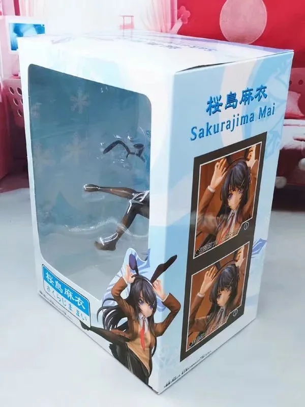 Anime 20cm Aniplex Rascal Does Not Dream of Bunny Girl Sexy Senpai Sakurajima Mai Chair Ver. 1/7 PVC Action Figure Model Toy New - Цвет: With Original Box