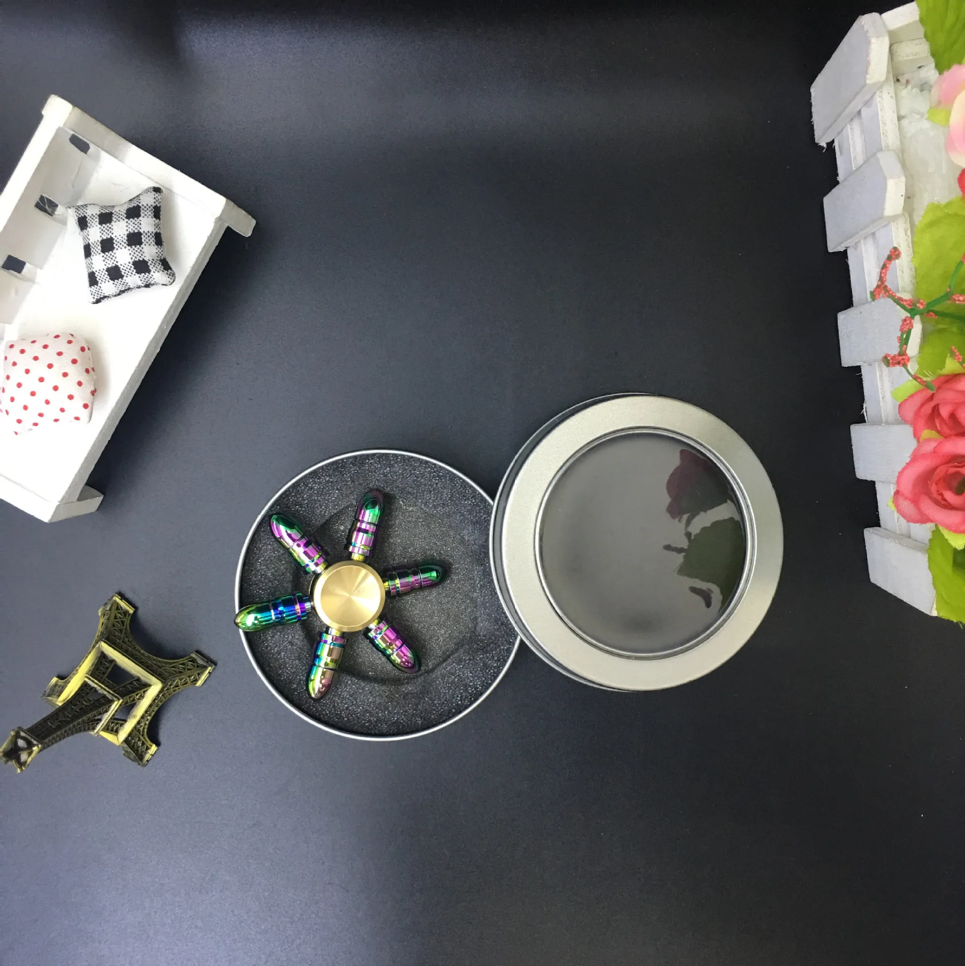 Fine Copper Series Bullets Six-Arm Jingang Adult Decompression Superhuman Toy Colorful Finger Fingertip EDC Spinner