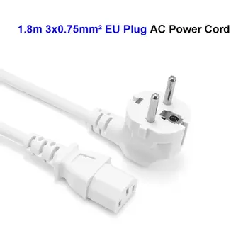 

100pcs 2 Prong European Power Cord 1.8m 6ft EU Euro IEC C13 White Power Extension Cable For Desktop PC Computer Monitor Printer