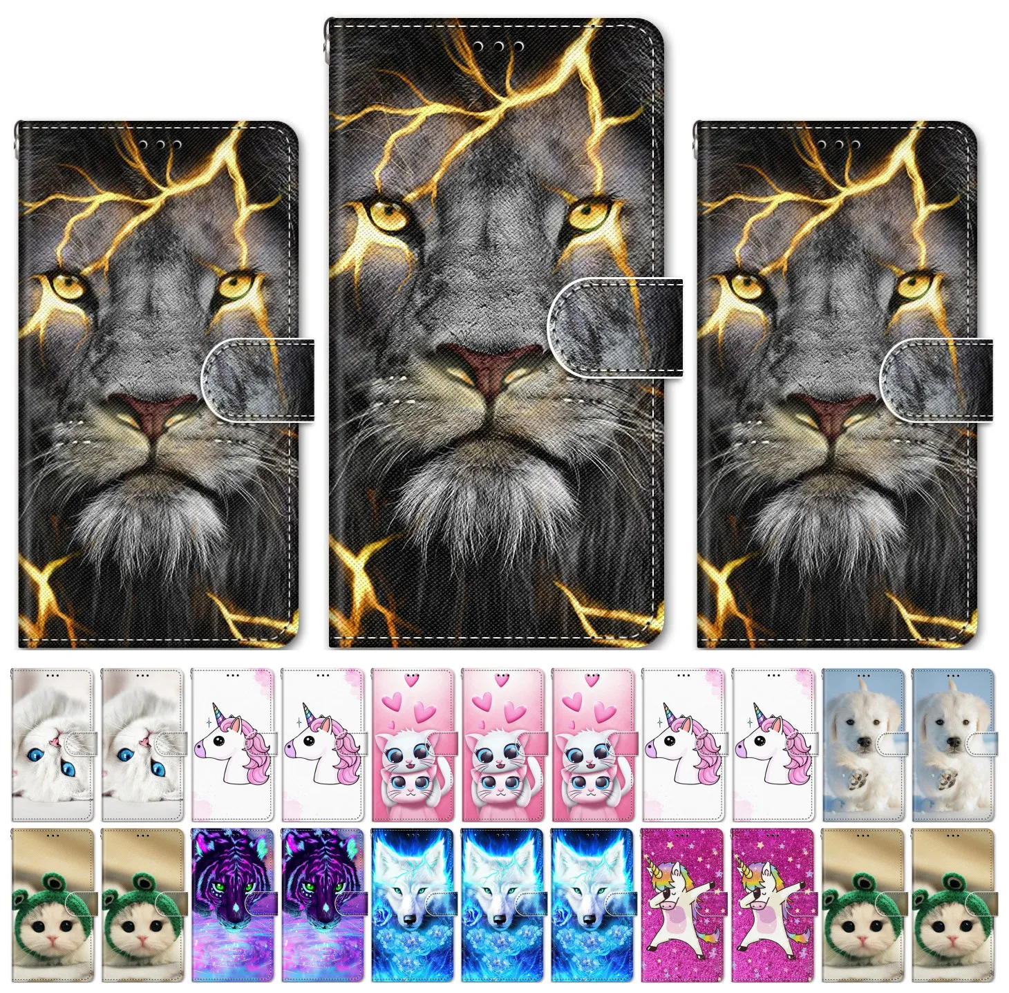Флип чехол Fierce Lion Tiger Wolf для Samsung Galaxy A10 A10S A20S A20E A20 A2 Core A30 A40 A50 A60 A70 A80 Capa
