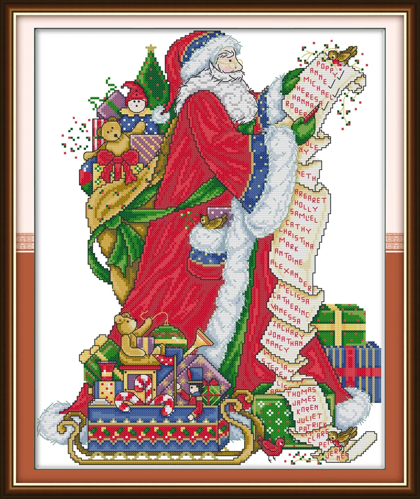 Joy Sunday, Санта Клаус, 13 китайских наборов для вышивания крестиком, экологический хлопок, прозрачный, с печатью, 11CT, сделай сам, рождественские украшения, подарок