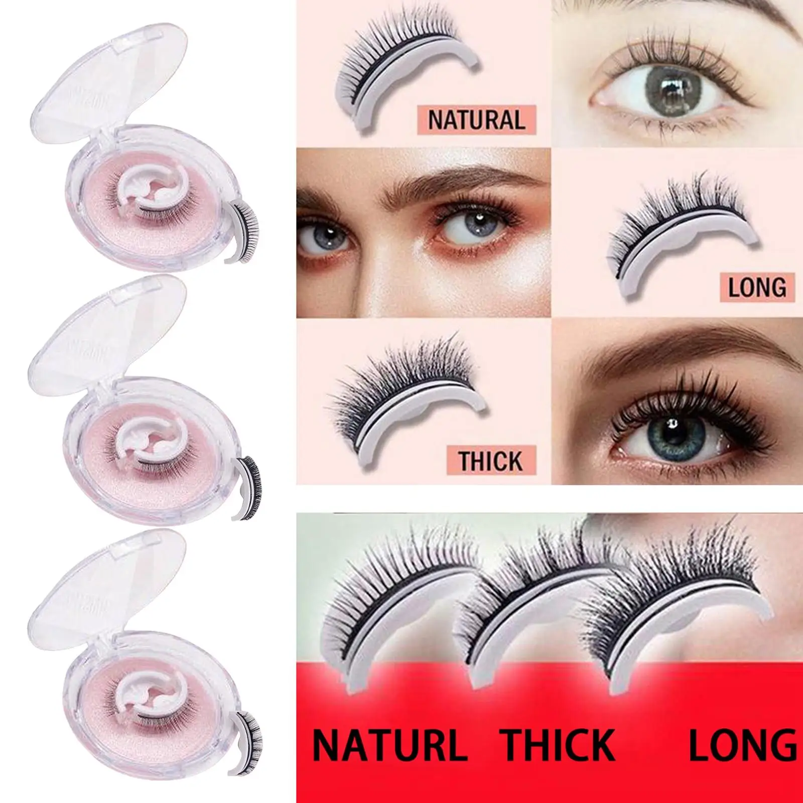 2pcs Selfadhesive False Eyelashes No Glue Needed Faux Mink Lashes 3