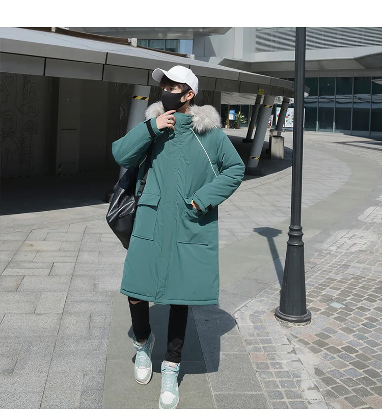 Winter New Style Men Cotton Overcoat Mid-length Thick Trend Korean Winter Cotton-padded Jacket over-the-Knee Cotton Coat