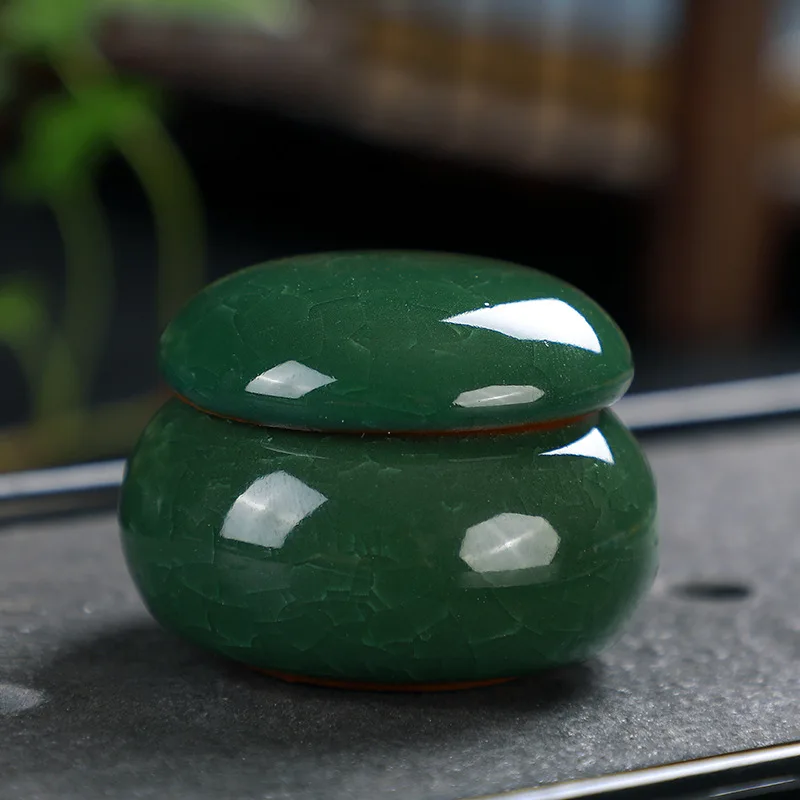 Mini Tea Box Glazed Ceramic Jar Storage Boxes Pottery Jar Airtight Coffee Box Kitchen Food Storage Pots Ointment 16 Colors tea tin box tea canister
