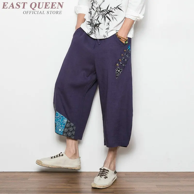 Штаны в китайском стиле Харадзюку летние японские брюки хлопковые льняные винтажные повседневные штаны уличные широкие брюки-кимоно KK2887