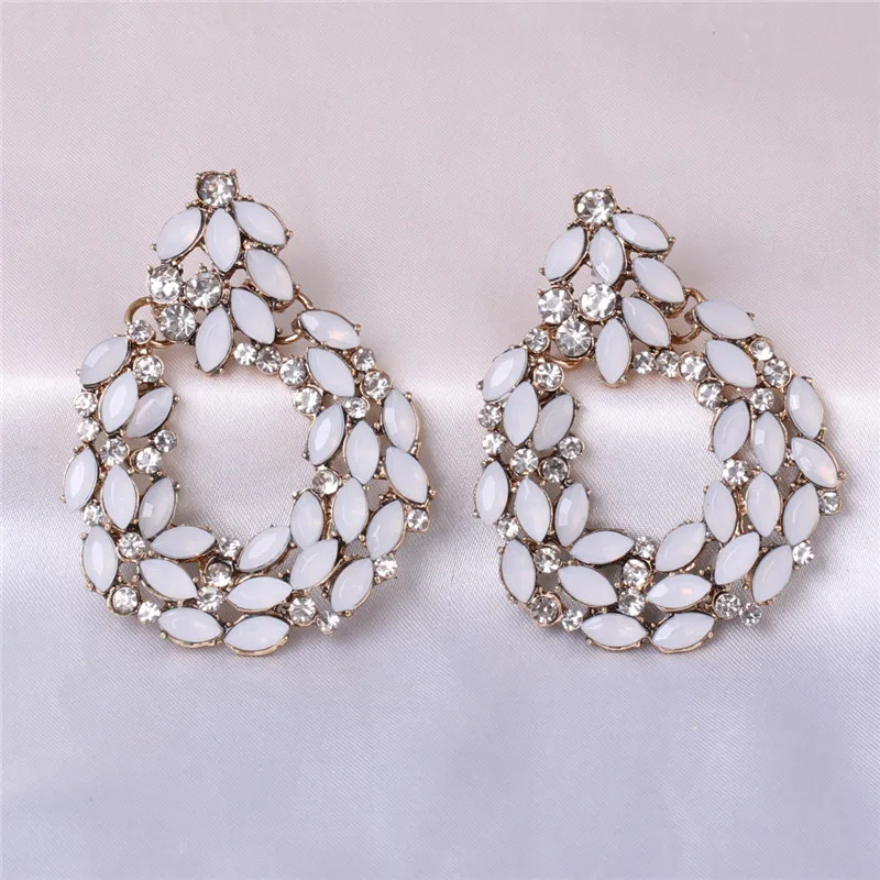 JURAN Newly Beige Crystal Dangle Earrings Charm Jewelry Boho Women Wedding Gifts Friends Party Statement Earrings Accessories