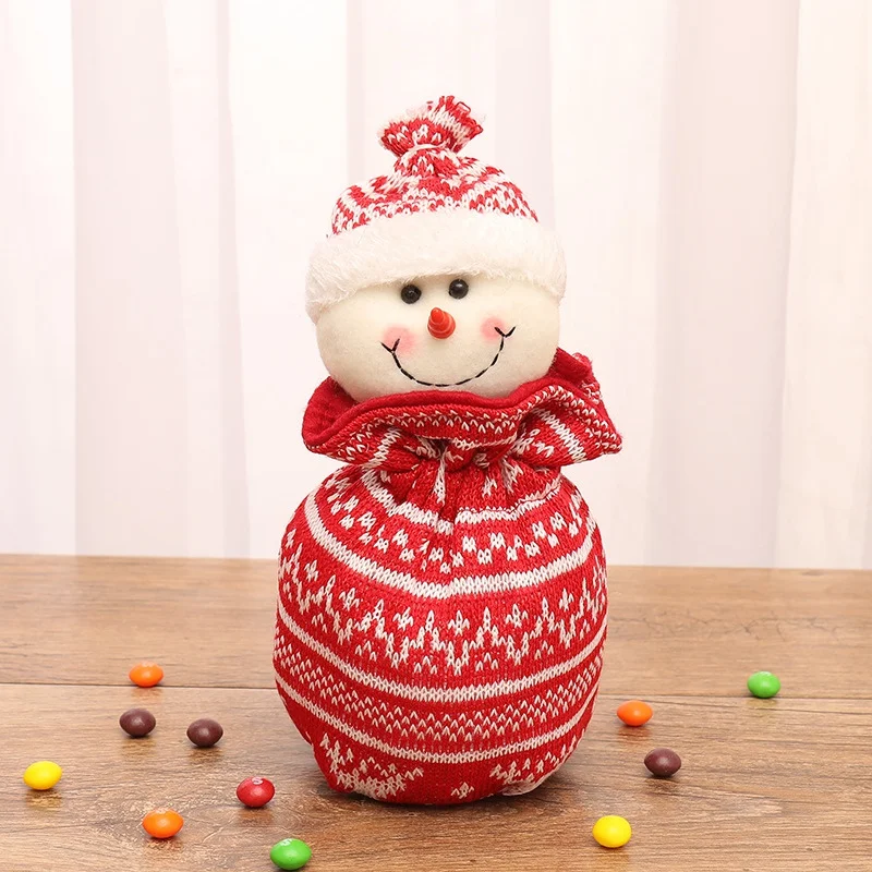 Christmas Kids Candy Bags Cotton Santa Claus Snowmen Pattern Christmas Gift Bag Children Bag Drawstring Container Organizer Case