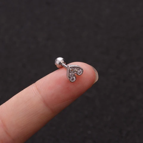 Star Heart Cross Flower Crown Bar Cartilage Piercing Stud Helix Jewelry Tragus Conch Rook Earlobe Screw Back Earring